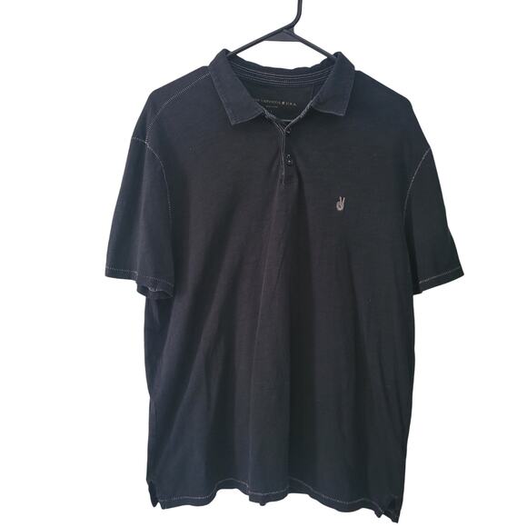 John Varvatos Star USA Size L Black Peace Polo shirt modern minimal sleek smart - Picture 1 of 11